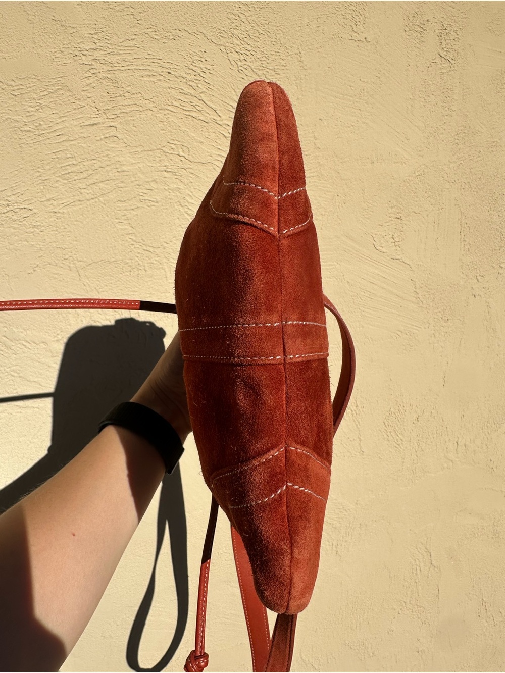 Coach Rust Orange Suede Drawstring Crossbody Bag - Picture 3 of 9